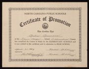 A.R. Ammons' certificate of promotion to high school